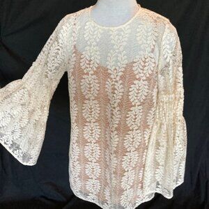Michael Kors - Vintage looking - Cream/ Lace / Bell Sleeves Blouse - size M